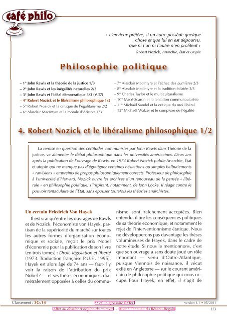 4. Robert Nozick et le libÃ©ralisme philosophique ... - reseau-regain.net