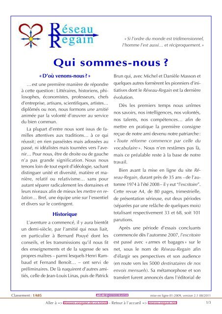 Qui sommes-nous ? - reseau-regain.net