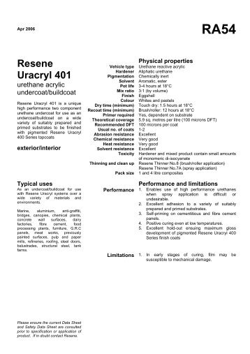 RA54 - Resene Uracryl 401 urethane acrylic undercoat/buildcoat ...