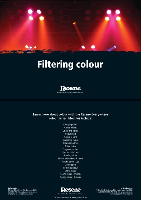 Filtering colour - Resene