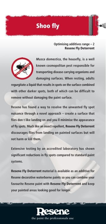 Resene Paints Fly Deterrent repels houseflys from landing on ...