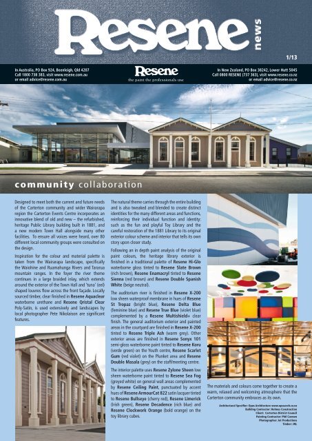 Resene Newsletter issue 1 2013