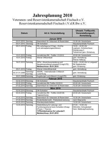 Jahresplanung 2010 - Veteranen- und Reservistenkameradschaft ...