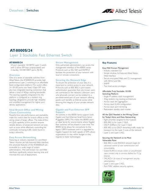 AT-8000S/24 Datasheet - Allied Telesis
