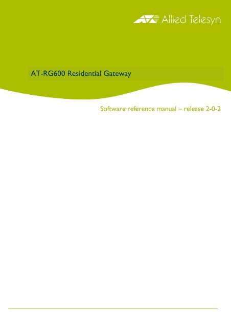 Software Reference Manual - Allied Telesis