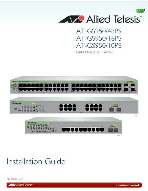AT-GS950/xxPS PoE Series Installation Guide Rev B - Allied Telesis