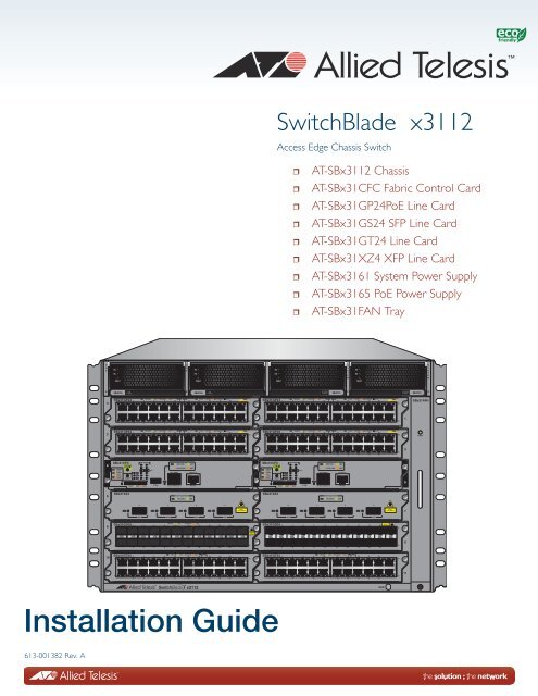 SwitchBlade x3112 Installation Guide - Allied Telesis