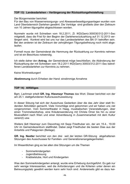GR-Protokoll (87 KB) - .PDF - Gemeinde Hofkirchen im Traunkreis