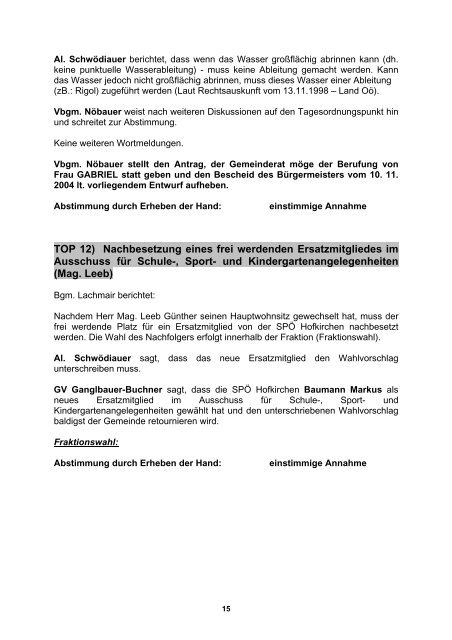 GR-Protokoll - .PDF - Gemeinde Hofkirchen im Traunkreis