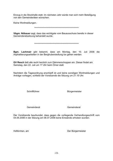 GR-Protokoll - .PDF - Gemeinde Hofkirchen im Traunkreis