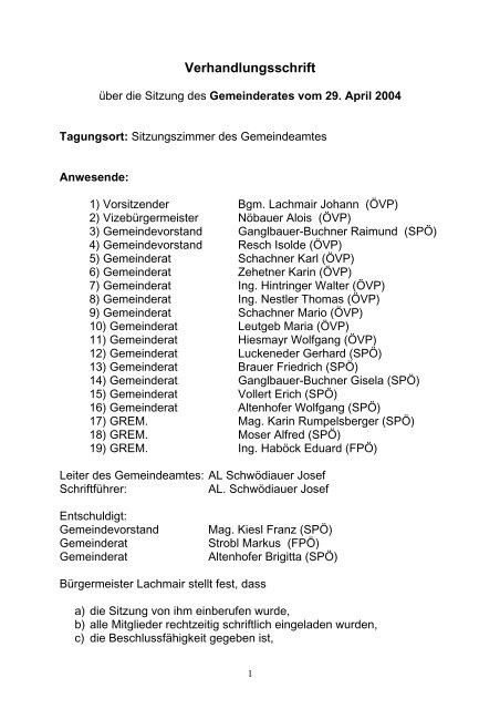 GR-Protokoll - .PDF - Gemeinde Hofkirchen im Traunkreis