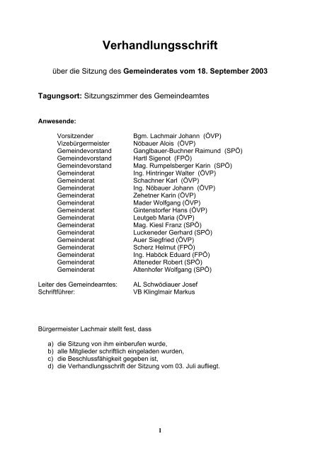 GR-Protokoll - .PDF - Gemeinde Hofkirchen im Traunkreis