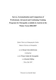 Survey, Systematisation and Comparison of - Osteopathic Research