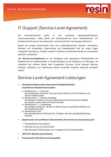 IT-Support (Service-Level-Agreement) Service-Level ... - resin GmbH