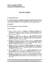 Lista de lucrÄri - Catedra de Rezistenta Materialelor