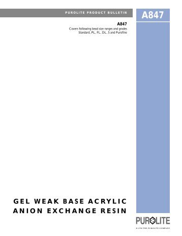 gel weak base acrylic anion exchange resin - Res-Kem Corporation