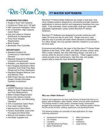 FT WATER SOFTENERS - Res-Kem Corporation