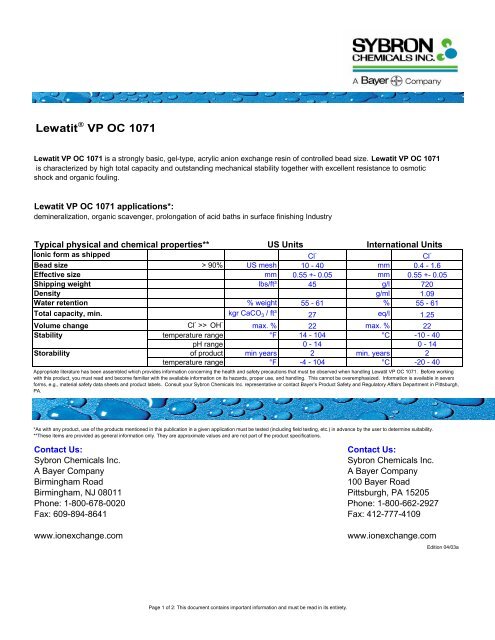 Lewatit VP OC 1071 - Res-Kem Corporation