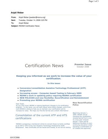 Certification News - Resna