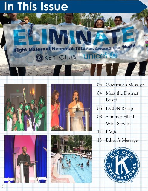 Florida Key Club's Sunshine Source Vol X No 1 May-Jun 2014