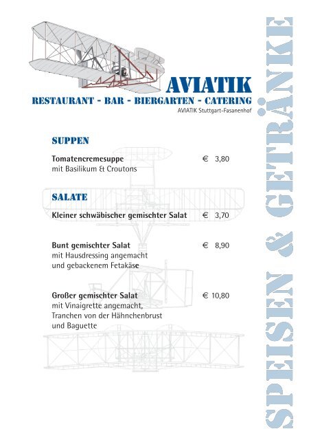 Die komplette Speisekarte - AVIATIK Restaurant