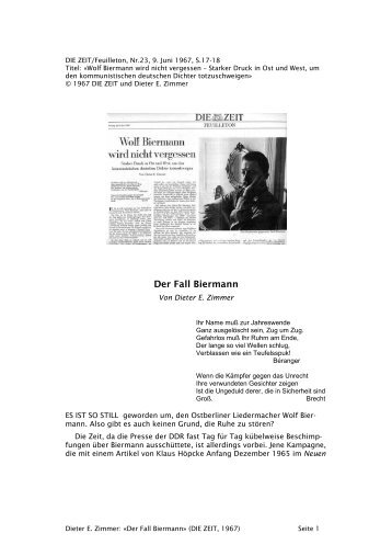 Der Fall Biermann - Dieter E. Zimmer