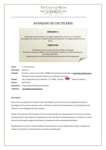 curso avanzado de coctelería - RestaurantHotelBar.com