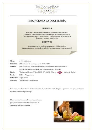 curso iniciación de coctelería - RestaurantHotelBar.com