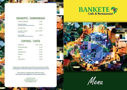 Download the Bankete Menu - UK Restaurant Menus
