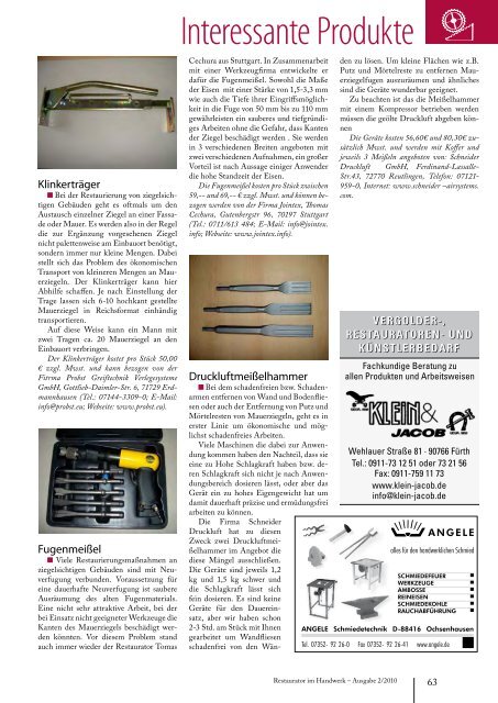 Restaurator im Handwerk â Ausgabe 2/2010 - Kramp & Kramp