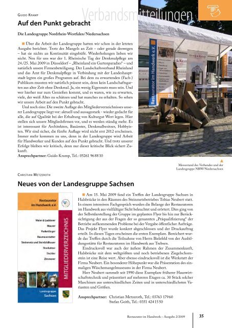 Restaurator im Handwerk â Ausgabe 2/2009 - Kramp & Kramp