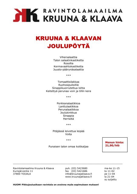 Pikkujoulumenu