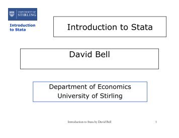 David Bell Introduction to Stata
