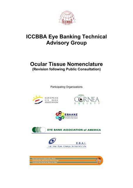 Ocular Tissue Nomenclature Document Eye Bank Association Of