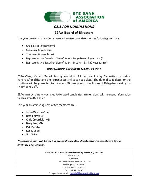 2012 Call for Nominations Form