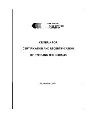 criteria for certification and recertification of eye bank technicians