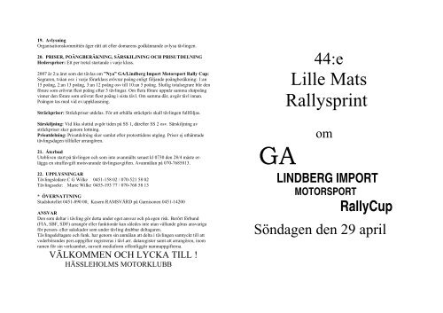Lille Mats Rallysprint - Resultatservice