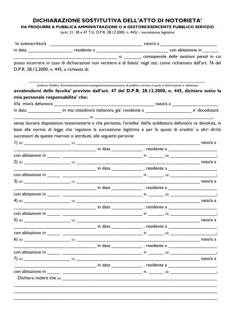Atto Notorio Per Successione Legittima Da Produrre Ateneoweb Com