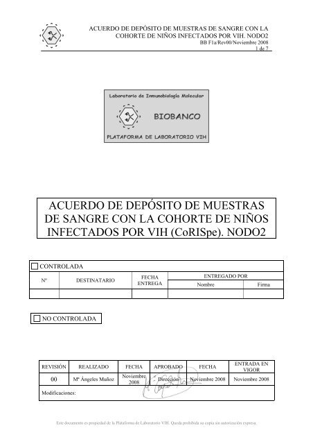 ACUERDO DE DEPÃSITO DE MUESTRAS DE SANGRE ... - retic-ris