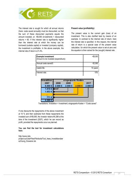 Promoting renewable energies - RETS Project