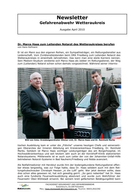 Newsletter Gefahrenabwehr 04 2010 - Rettungsdienst Wetteraukreis