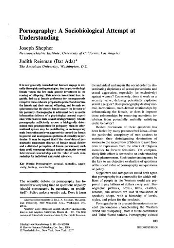 Pornography: A Sociobiological Attempt at Understanding - Reuniting