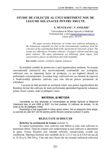 full paper - LucrÄri ÅtiinÅ£ifice. Seria Agronomie