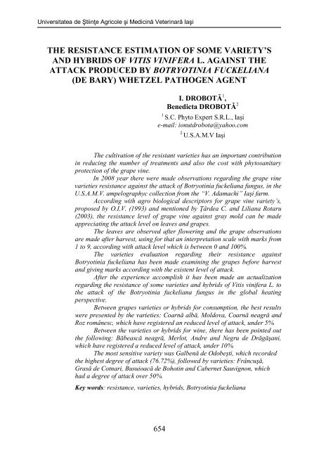 the resistance estimation of some variety's and hybrids of vitis ...