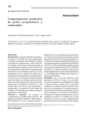 Comportamiento productivo de pollos progenitores y comerciales.