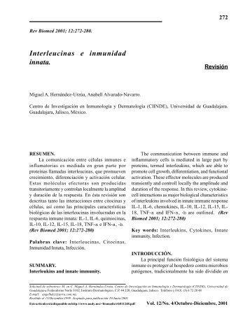 Interleucinas e inmunidad innata. - Revista BiomÃ©dica