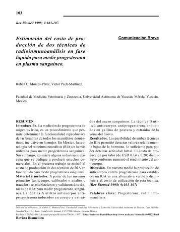 EstimaciÃ³n del costo de pro - Revista BiomÃ©dica - Universidad ...
