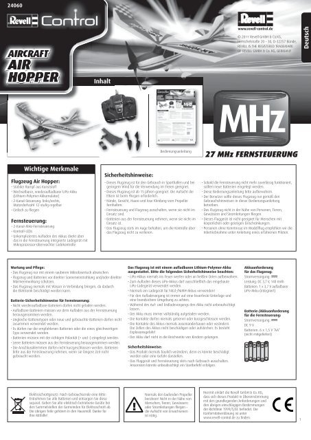 27 MHz FERNSTEUERUNG - Revell Control