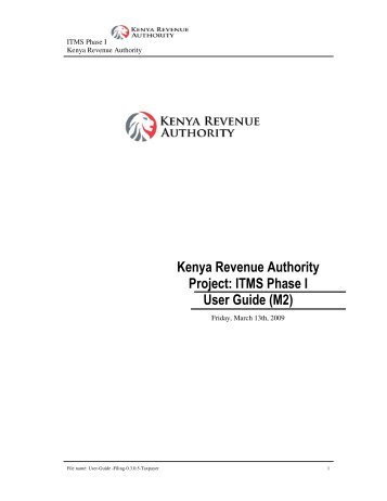 User Guide - Filing for Taxpayers - Kenya Revenue Authority