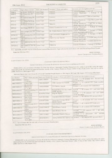 KRA Public Auction Portside CFS 14.08.2012 - Kenya Revenue ...